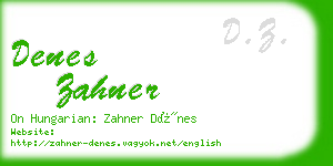 denes zahner business card